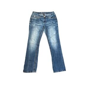 Ariya Jeans Womens 11/12 Medium Wash Embroidered Sequin Bootcut Denim Y2K